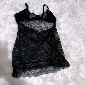Fantasy lingerie black lace slip size M/L‎